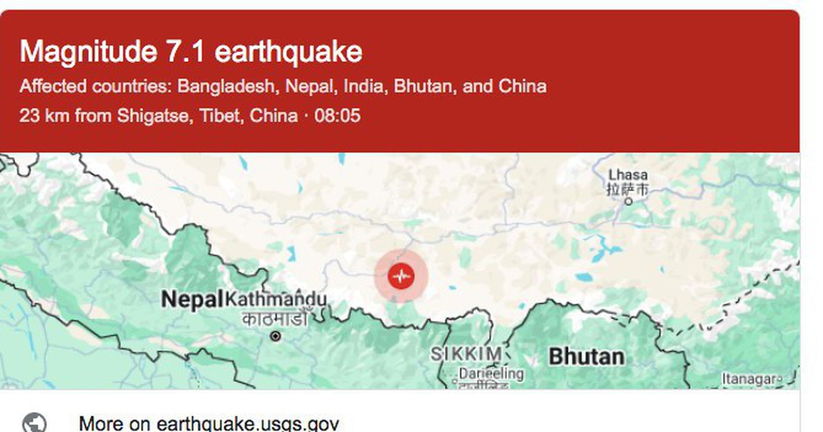 Erdbeben der Stärke 7,1 erschüttert Tibet, Hänge des Mount Everest beben