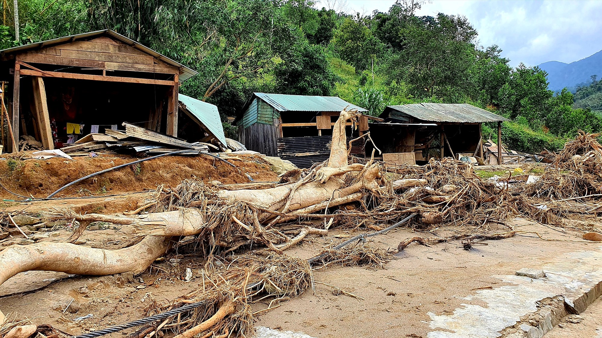 近年、クアンナム省の多くの山岳地帯で土砂崩れが頻繁に発生し、人々の生命と財産が脅かされている。   写真：PV