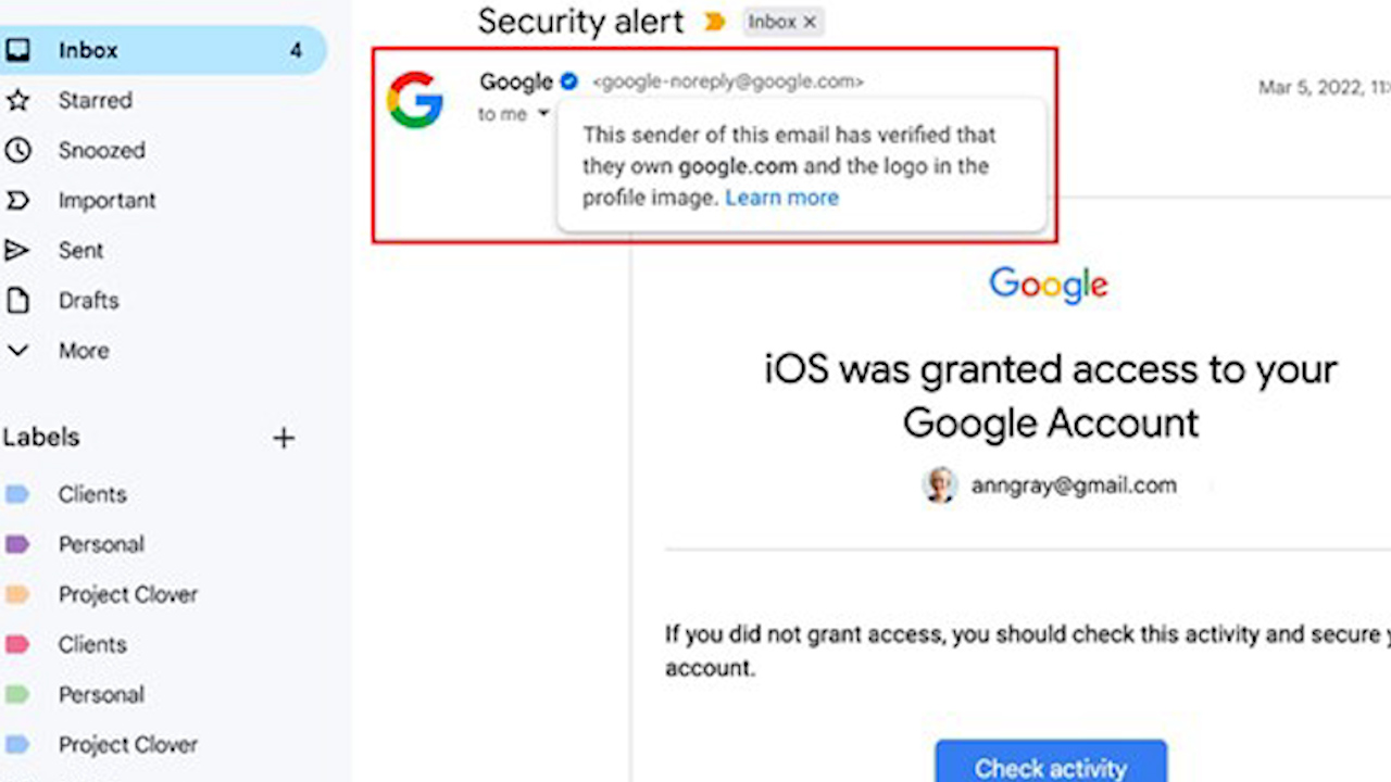 Google announced the green check mark to confirm gmail account image 1