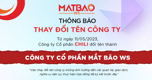 Công ty CHILI đổi tên thành Mắt Bão WS sau 11 năm hoạt động