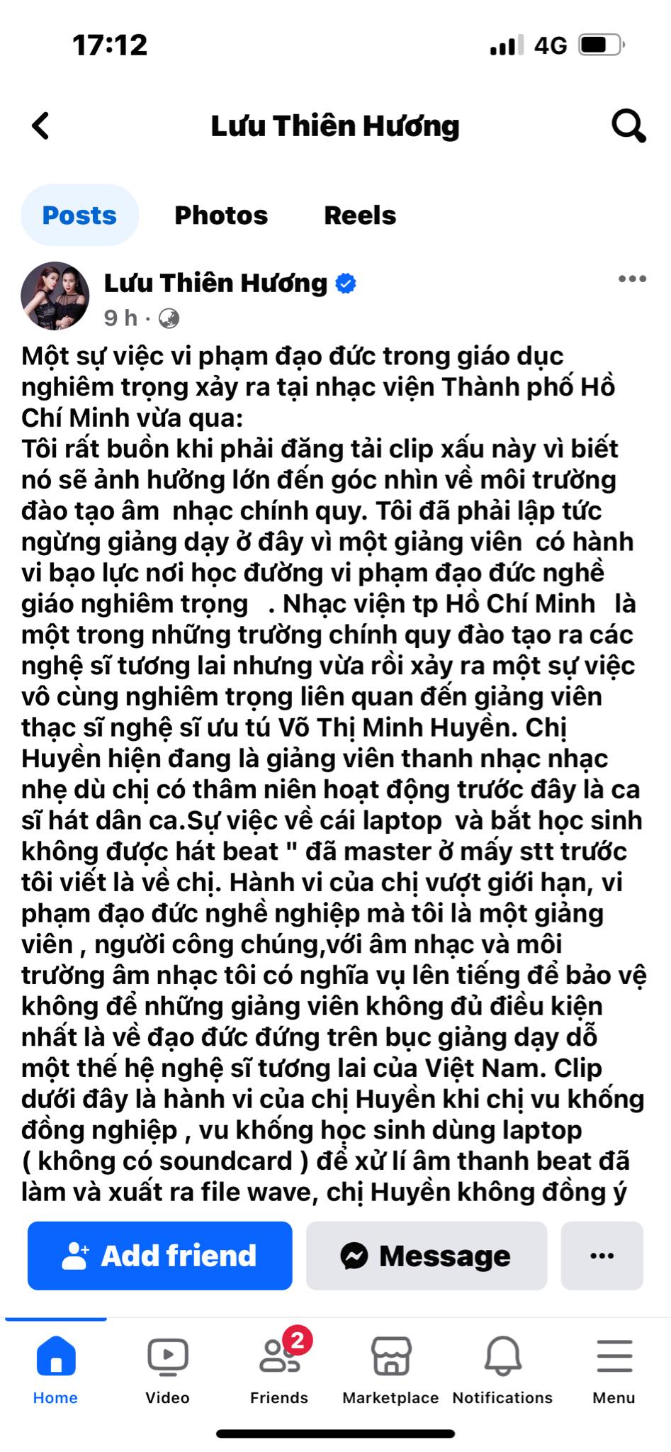 Nhạc sĩ Lưu Thiên Hương tố bị “tác động vật lý”- Ảnh 1.