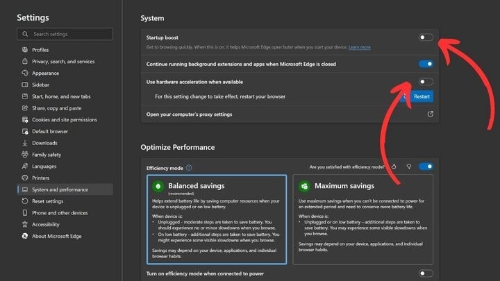 Microsoft Edge でメモリ使用量が多いという警告が表示された場合の対処方法 - 7