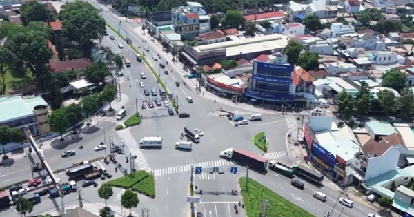 Vue aérienne de la zone de construction du premier passage souterrain à Binh Duong