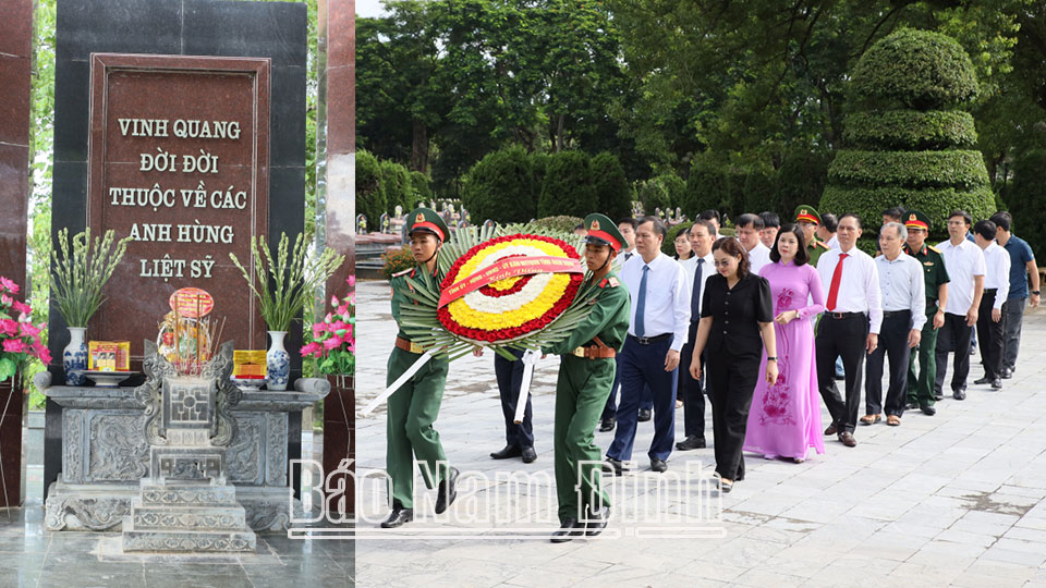 Delegation of Nam Dinh province offered wreaths to pay tribute to heroic martyrs at Doc Lap martyrs cemetery in Dien Bien province.