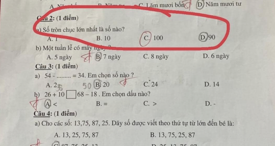 Số 100 có phải số tròn chục không?- Ảnh 1.