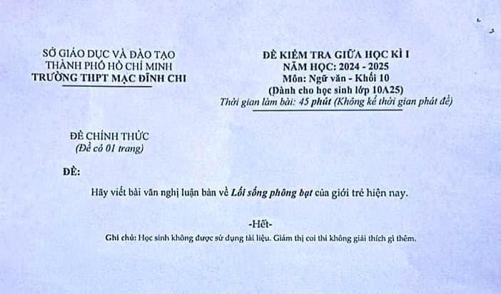 Lối sống phông bạt "vào" đề thi văn - Ảnh 1.