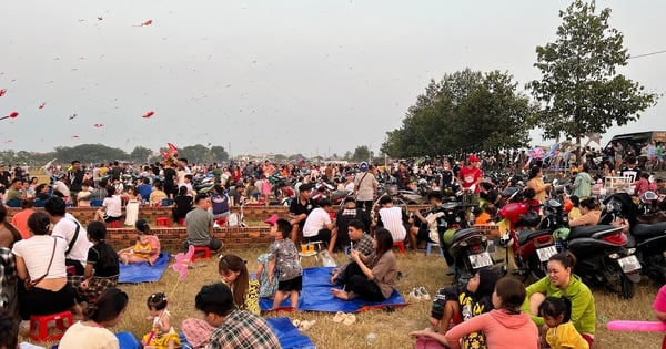 Kite field in the suburbs of Ho Chi Minh City is bustling with people flying kites and enjoying the breeze.