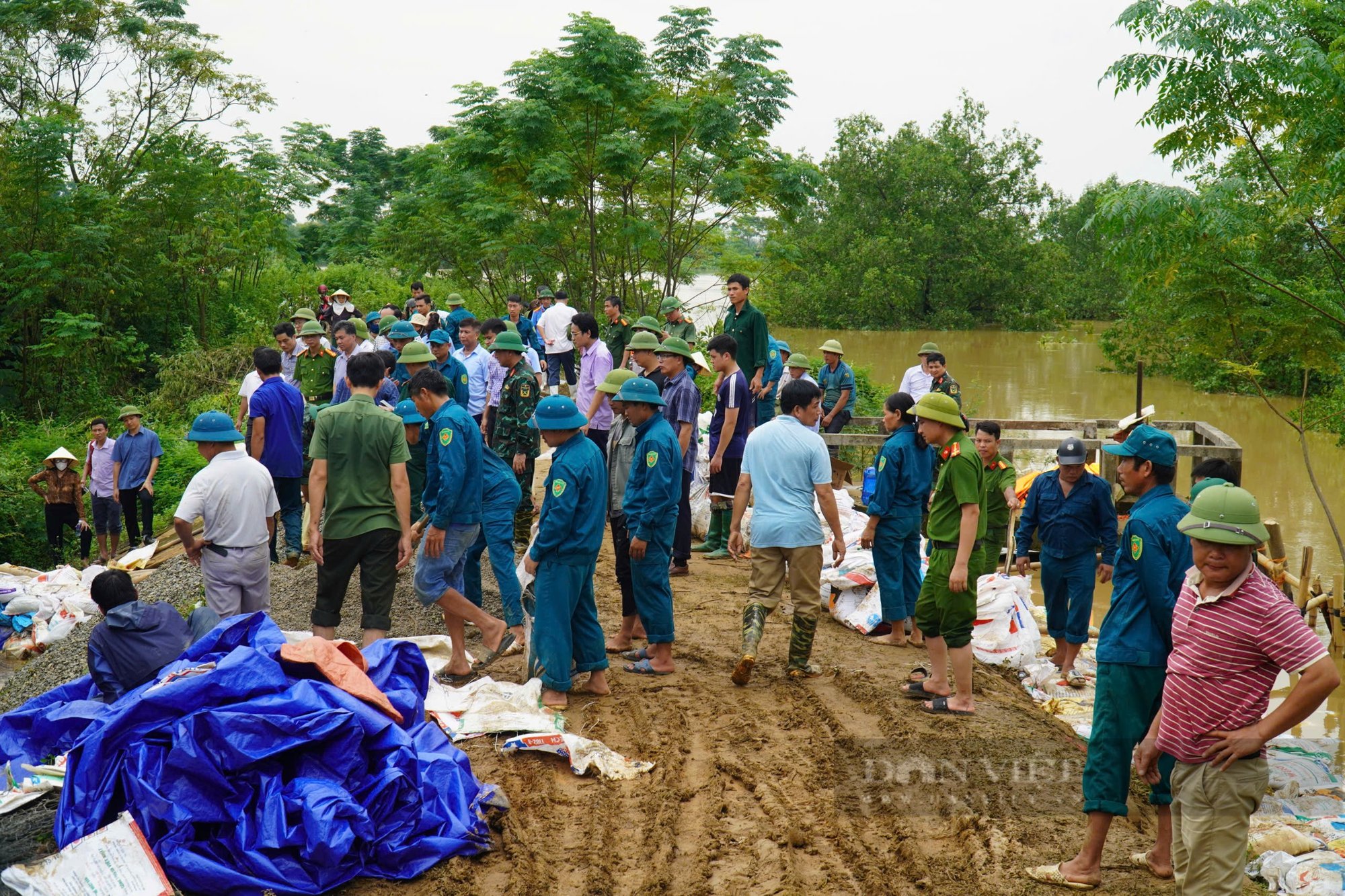 Thanh Hóa: Hơn 200 cán bộ chiến sỹ, người dân vá đê bối - Ảnh 1.