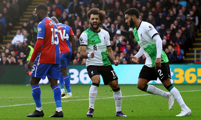 Salah marcó su gol número 200 con el Liverpool en la victoria sobre el Palace el 9 de diciembre. Foto: Reuters