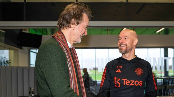 Erik ten Hag (right) meets Sir Jim Radcliffe.