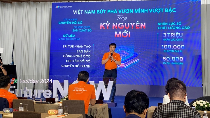 លោក Nguyen Van Khoa អគ្គនាយកក្រុមហ៊ុន FPT Corporation បានចែករំលែក ការប្រកាស របស់ FPT Techday 2024 Technology Forum ។ (រូបថត៖ ដាយវៀត)