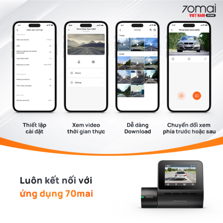 Camera hành trình 70mai A200 ghi hình trước sau vượt trội   - 5