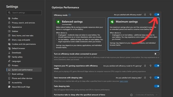 Microsoft Edge でメモリ使用量が多いという警告が表示された場合の対処方法 - 2