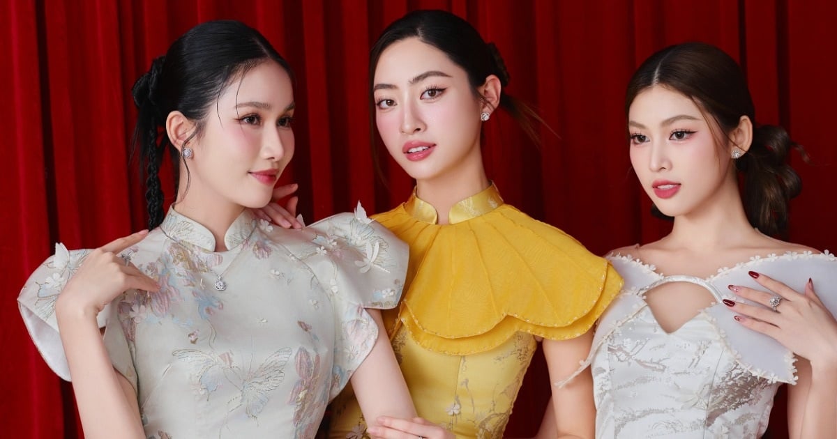 Luong Thuy Linh et Phuong Anh montrent leur beauté mature dans un ao dai modernisé.