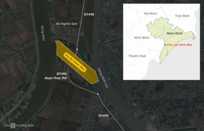 The project connects the northern coastal transport route with ports on the Day River, Nam Dinh and Ninh Binh areas through Lach Giang estuary, helping to shorten 20% of the travel time of watercraft from coastal provinces to Ninh Binh and vice versa. Graphics: Khanh Hoang