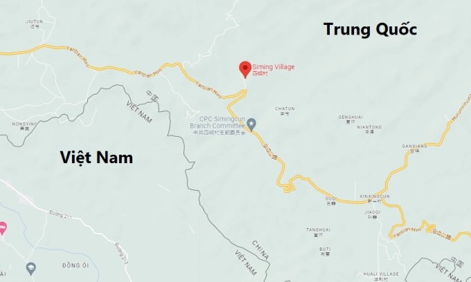 Le lieu de l'accident (marque rouge) se trouve près de la frontière entre le Vietnam et la Chine. Photo: Google Map