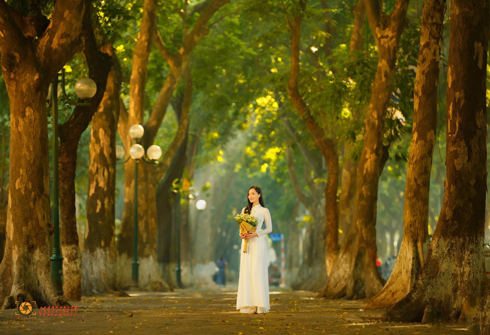 ถนนถ่ายภาพฤดูใบไม้ร่วงในฮานอย