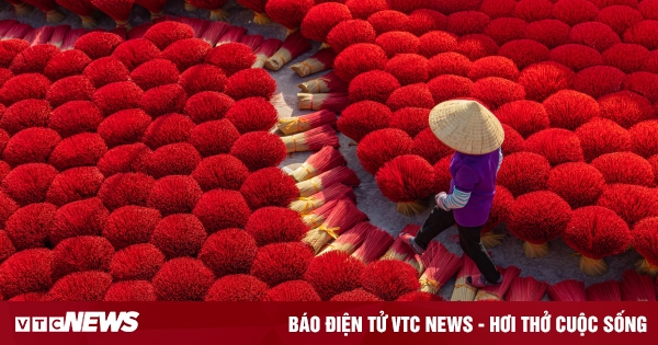 The 100-year-old incense village in Hanoi is bustling during Tet.