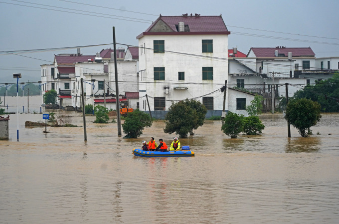 Ein überschwemmtes Gebiet in der Stadt Fengcheng, Provinz Jiangxi, China, am 6. Mai. Foto: AFP