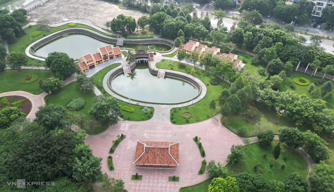 Mô hình chùa Cầu, phố Hội lấy nguyên mẫu từ Hội An, tỉnh Quảng Nam trong khuôn viên công viên Hội An. Ảnh: Lê Hoàng