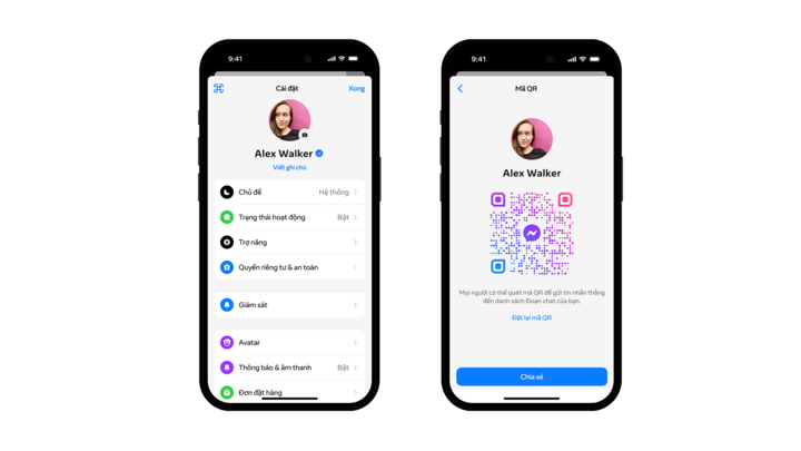 Fonctionnalité de génération de code QR personnel sur Messenger.