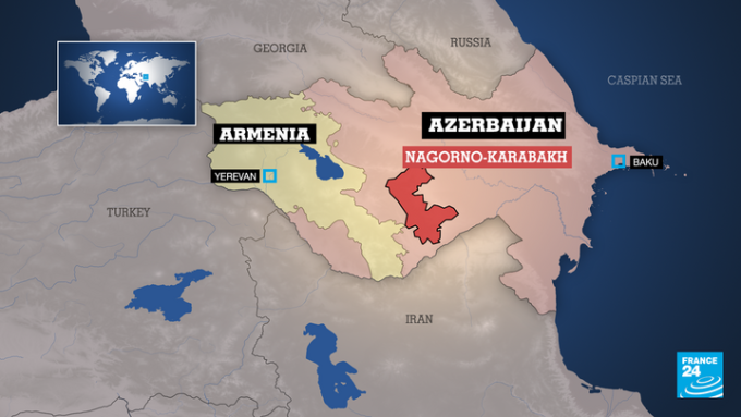 Localisation de la région du Haut-Karabakh. Graphisme : France 24