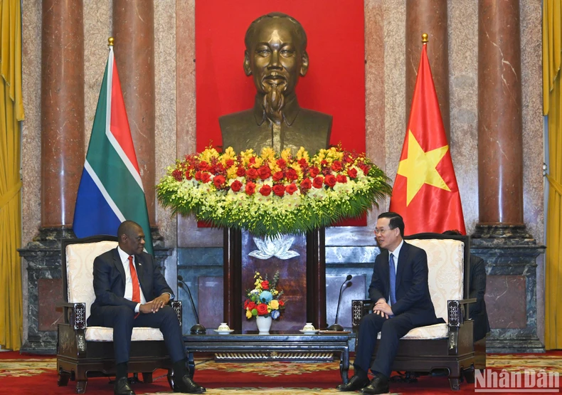 [Foto] Präsident Vo Van Thuong empfängt den Vizepräsidenten der Republik Südafrika Paul Mashatile Foto 6