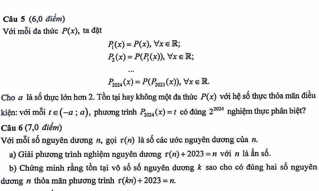 Đề thi và đáp án môn Toán thi học giỏi quốc gia năm 2024 ngày 2