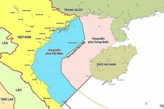 The demarcation line of the Gulf of Tonkin between Vietnam and China. Photo: International Newspaper