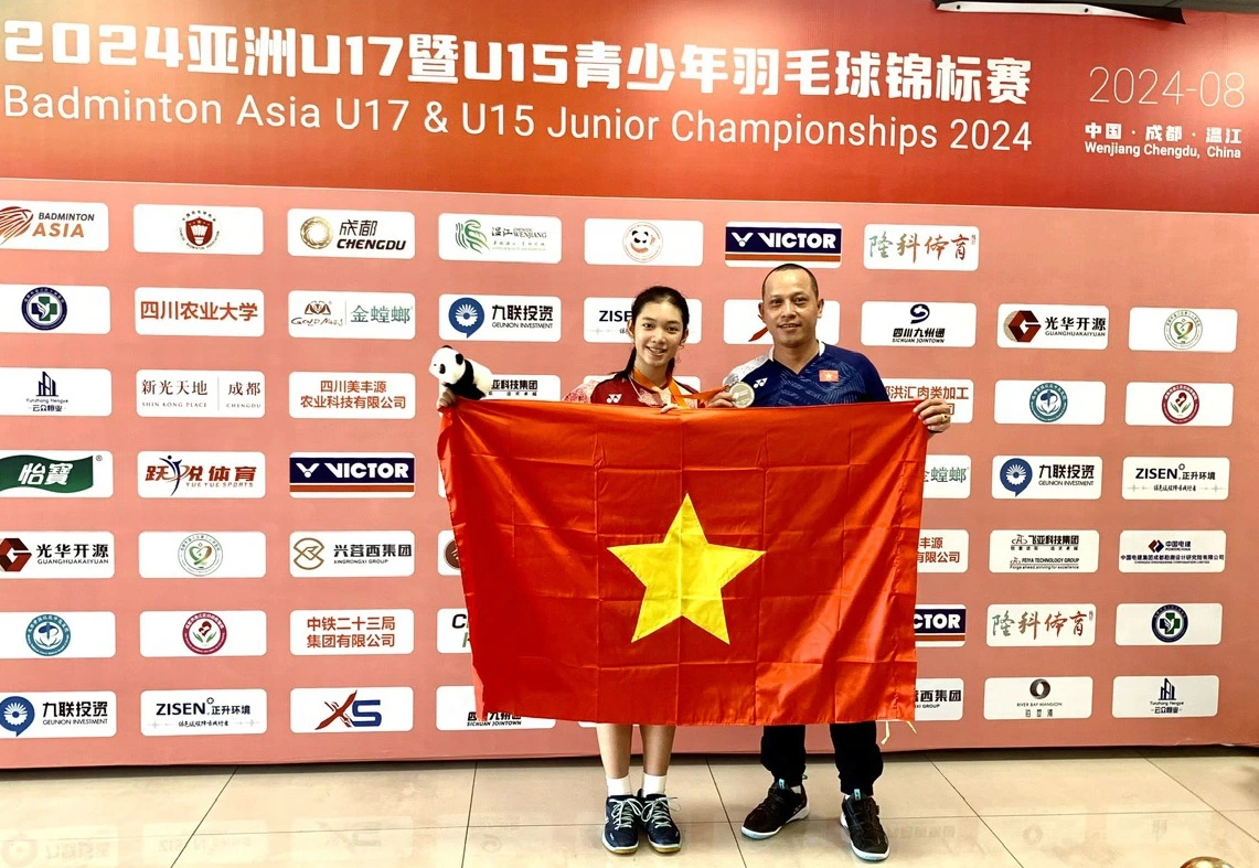 Nguyen Thi Thu Huyen gewann die Silbermedaille bei der asiatischen Badminton-Jugendmeisterschaft 2024