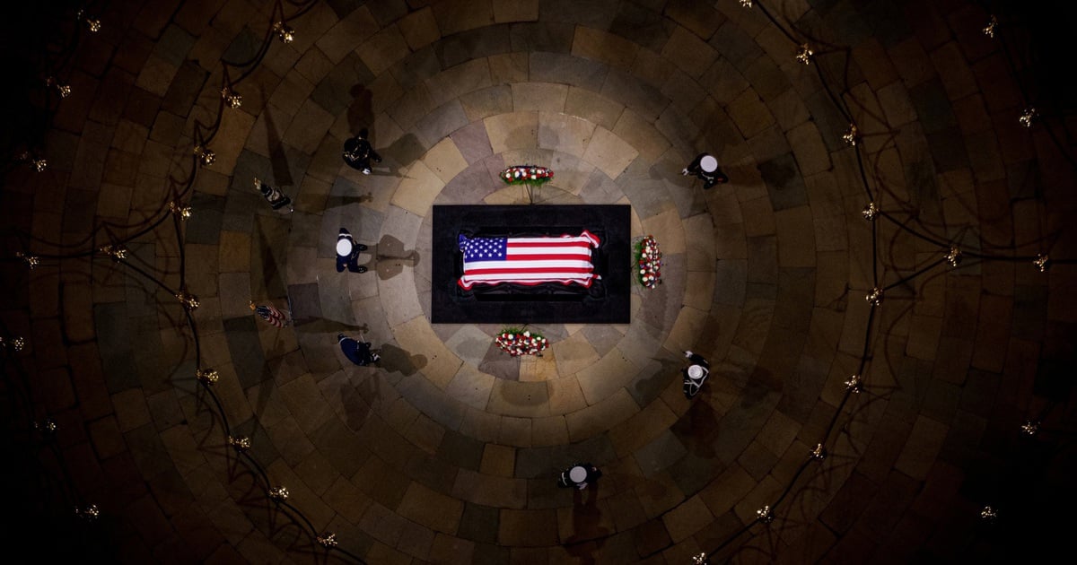 Former President Jimmy Carter's coffin arrives under the dome of the Capitol