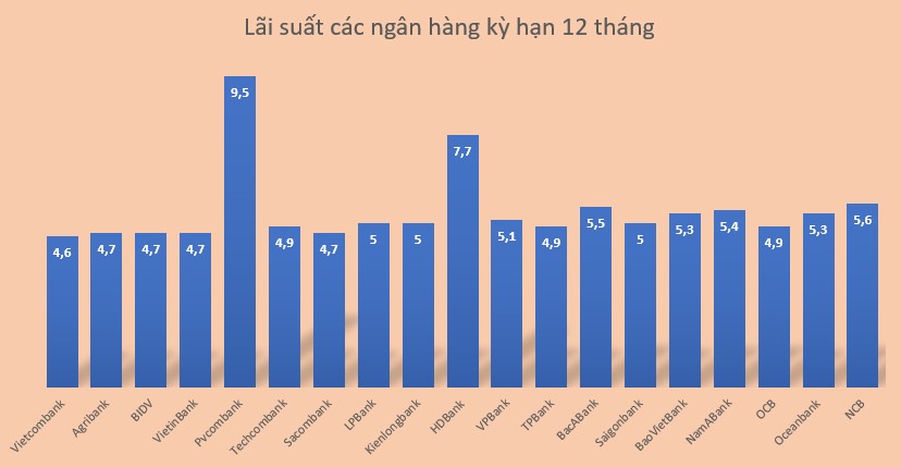 أسعار الفائدة الحالية لمدة 12 شهرًا لـ 20 بنكًا. الرسومات: مينه هوي