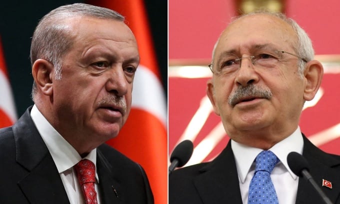 El presidente Erdogan (izquierda) y el candidato del CHP, Kemal Kilicdaroglu. Foto: CNN