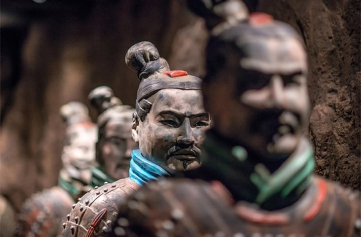 The Terracotta Army was found in the mausoleum complex of Qin Shi Huang.