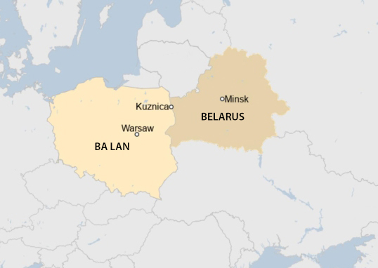 Location of Poland and Belarus. Graphics: BBC