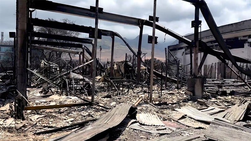 Many structures burned down by a wildfire in Maui, Hawaii, USA, August 10, 2023. (Photo: Reuters)   