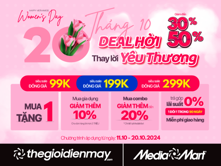 Hàng điện máy, công nghệ giảm đến 50% dịp 20/10 - ngập tràn deal hời ở MediaMart - 1