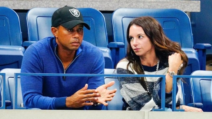 Tiger Woods et Erica Herman regardent Rafael Nadal jouer à l'US Open 2019 à New York.  Photo : Gotham/GC Images