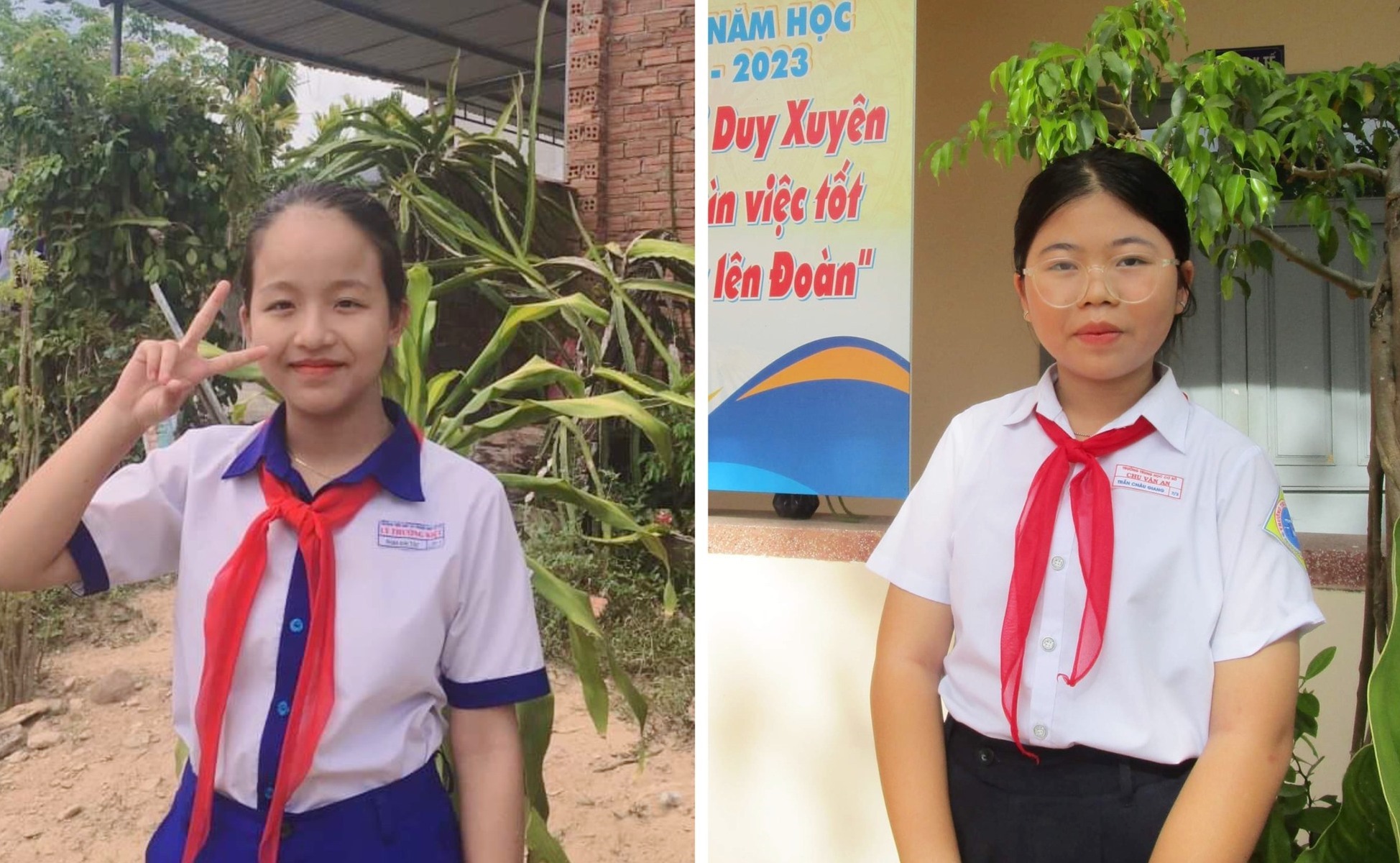 Phan Anh Thu (left) and Tran Chau Giang. Photo: Provided by the Provincial Youth Union.