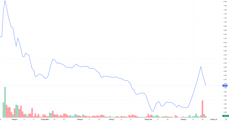 Price chart and liquidity of AGM shares since returning to full-time trading on the Ho Chi Minh City Stock Exchange.