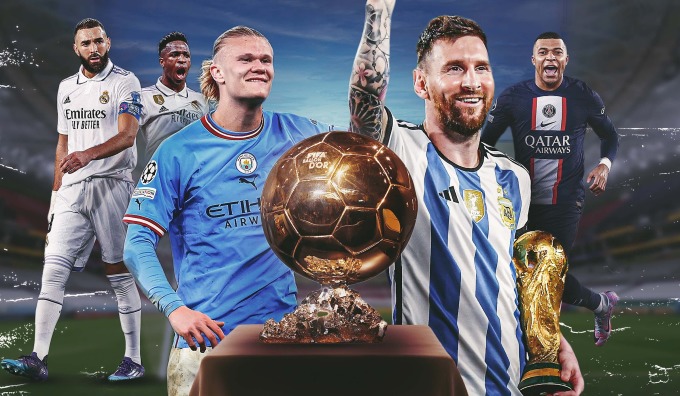 Phong độ đỉnh cao khi giúp Argentina vô địch World Cup 2022 đang giúp Messi chiếm lợi thế trên đường đua tranh Quả Bóng Vàng 2023 của France Football. Ảnh: Paddy Power