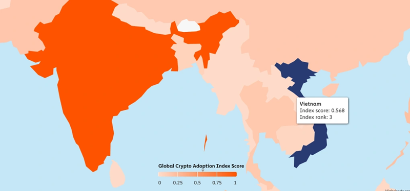 Việt Nam được xếp hạng 3 thế giới về chỉ số chấp nhận tiền điện tử.