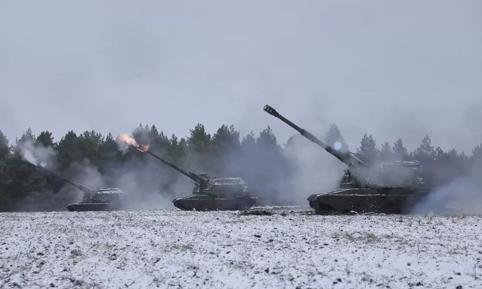Russische Selbstfahrlafette Msta-SM2 auf dem ukrainischen Schlachtfeld im Januar 2023. Foto: RIA Novosti
