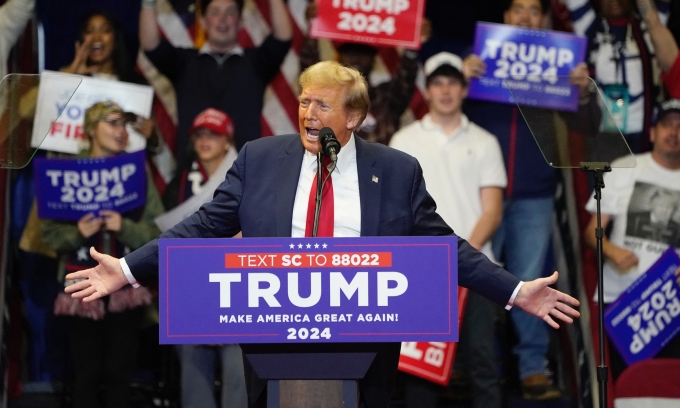 L'ancien président américain Donald Trump à Rock Hill, en Caroline du Sud, le 23 février. Photo : AFP