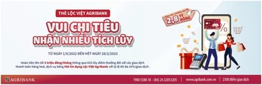 Agribank triển khai Chương trình ưu đãi "Vui chi tiêu - Nhận nhiều tích lũy"