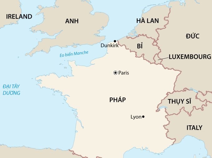 Vị trí thành phố Lyon, Pháp. Đồ họa: Britannica