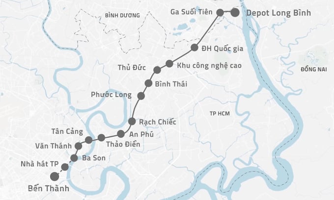 Points de construction du tracé et de la passerelle piétonne de la ligne 1 du métro. Graphismes : Khanh Hoang