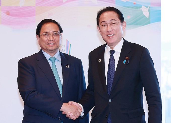 Prime Minister Pham Minh Chinh and Japanese Prime Minister Fumio Kishida in Hiroshima on May 21. Photo: Duong Giang