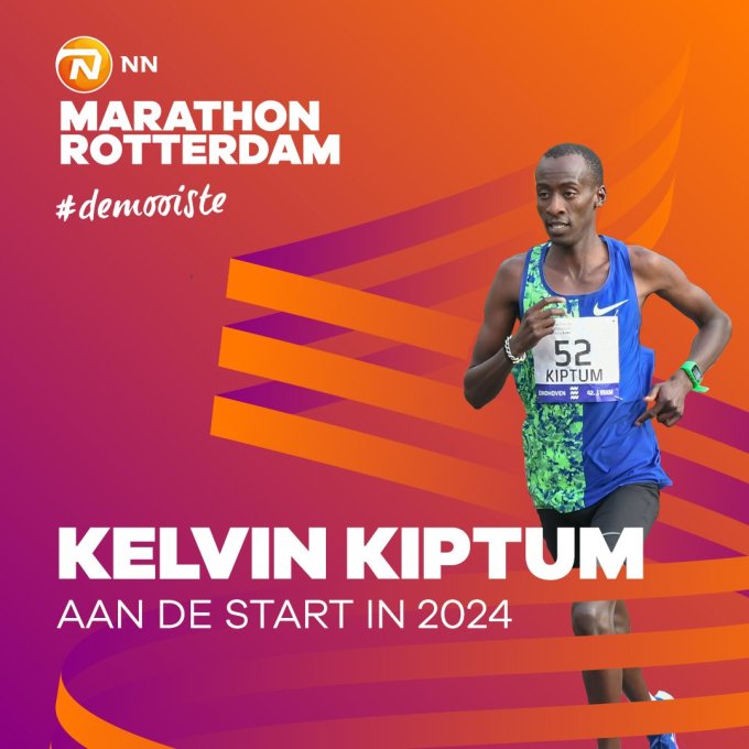 Announcement from the Rotterdam Marathon organizers that Kiptum will compete in this tournament in 2024. Photo: Rotterdam Marathon