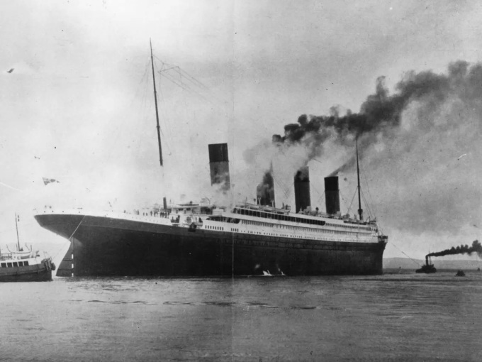 Titanic during trials in Belfast Lough, Northern Ireland. Photo: Topical Press Agency